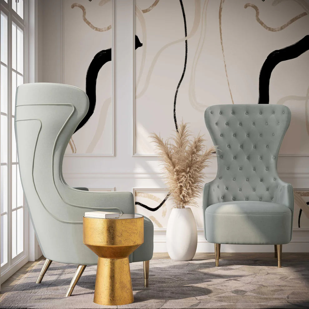 Jezebel Cream Velvet Wingback Chair