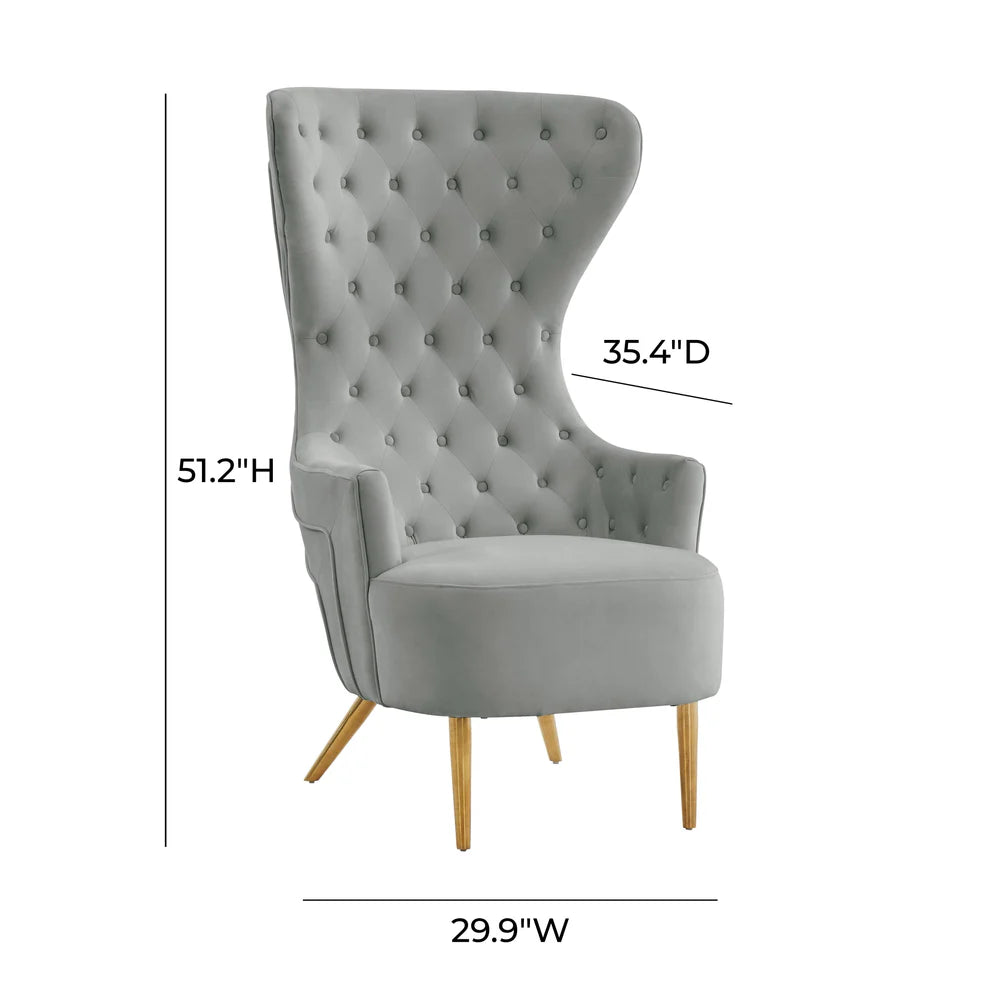 Jezebel Cream Velvet Wingback Chair