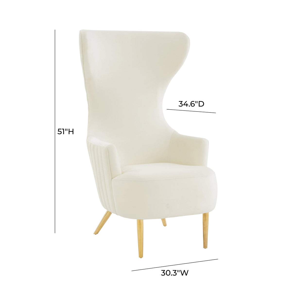 Julia Velvet Channel Tufted Wingback Chair