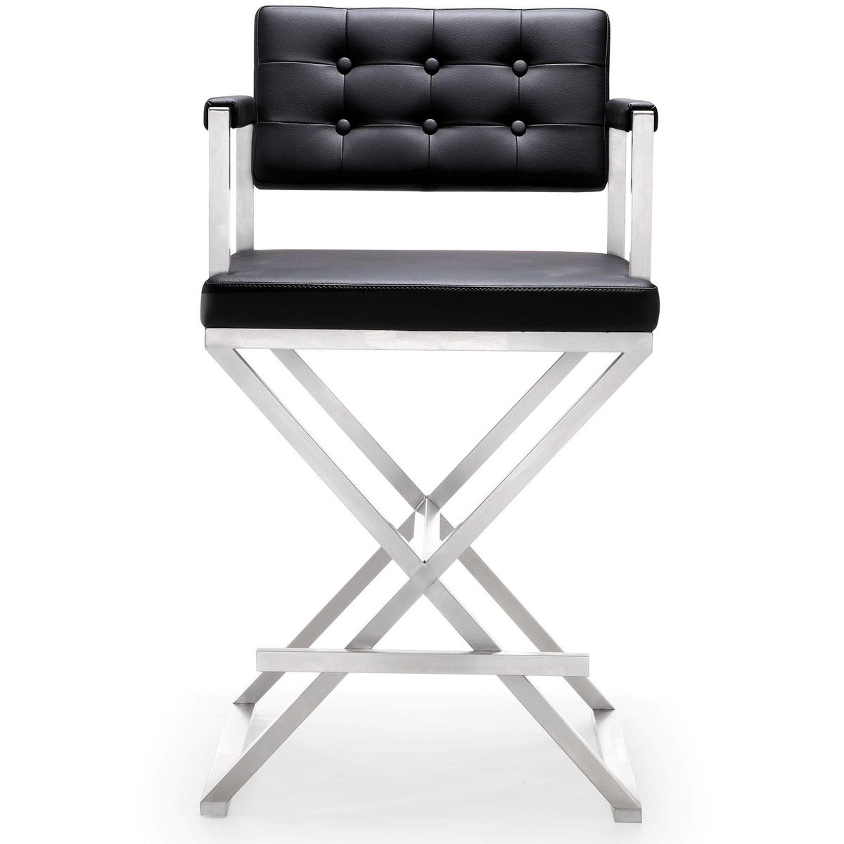 Director Performance Vegan Leather Stool with Silver Base