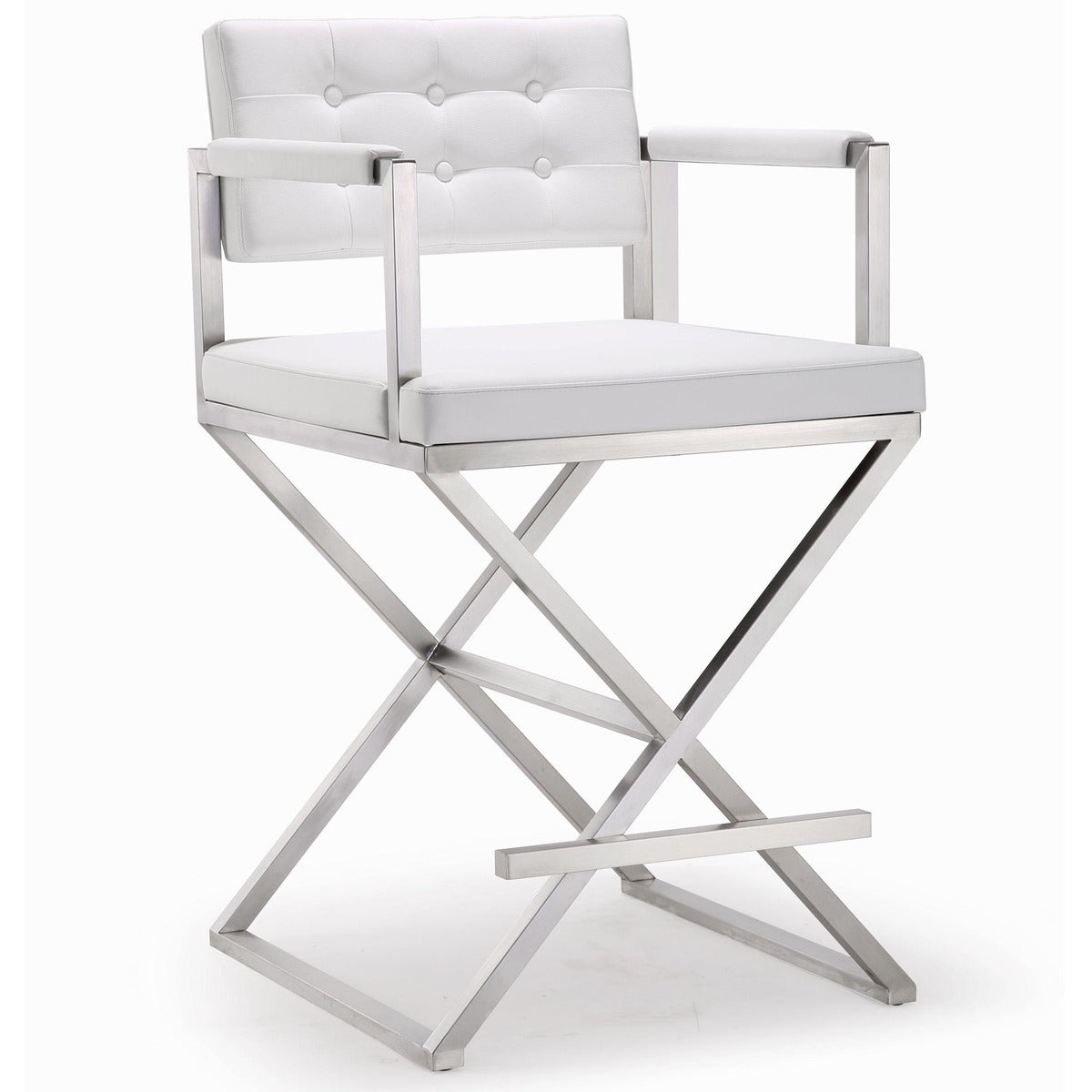 Director Performance Vegan Leather Stool with Silver Base