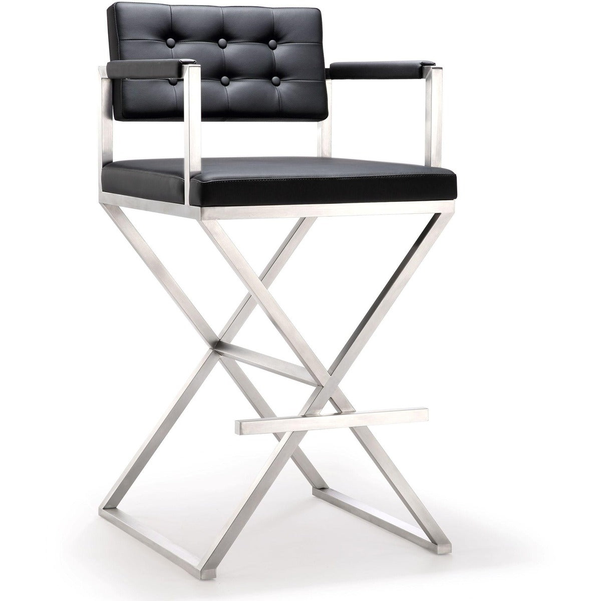 Director Performance Vegan Leather Stool with Silver Base