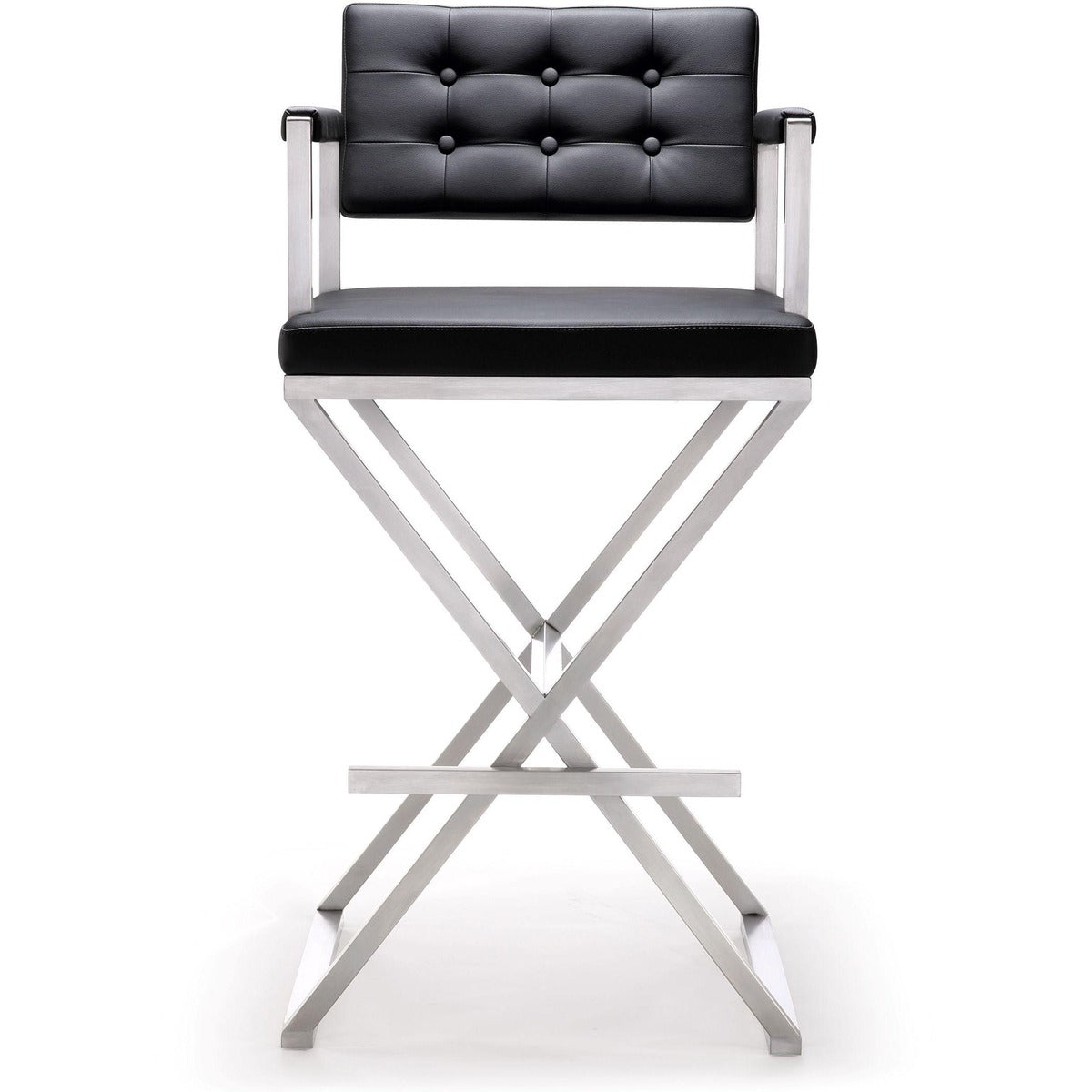 Director Performance Vegan Leather Stool with Silver Base