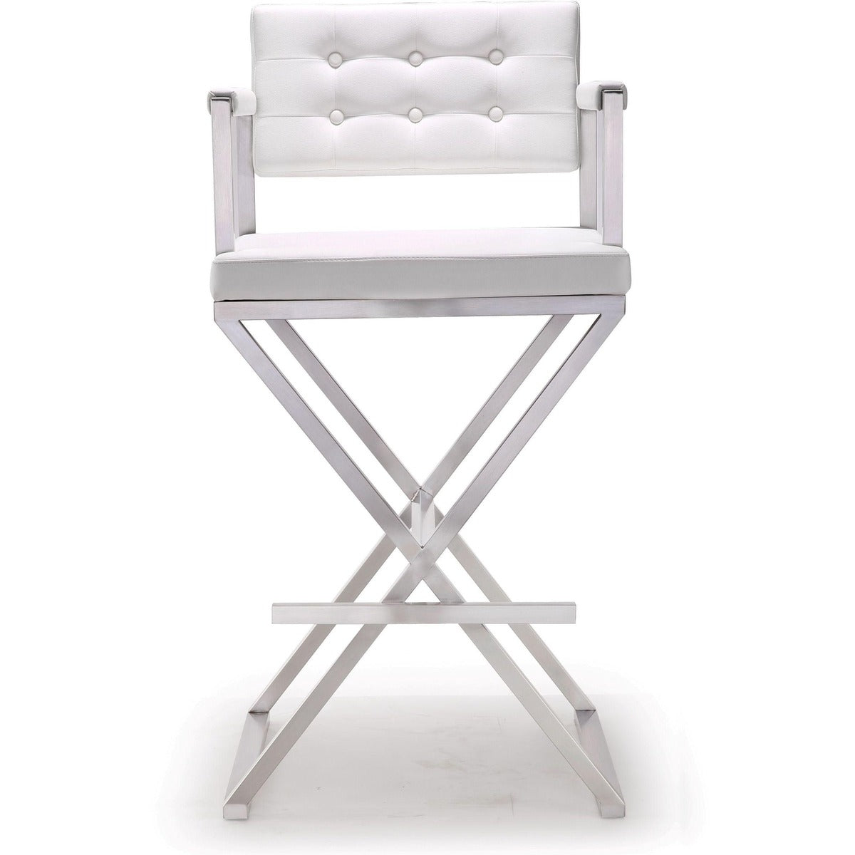 Director Performance Vegan Leather Stool with Silver Base