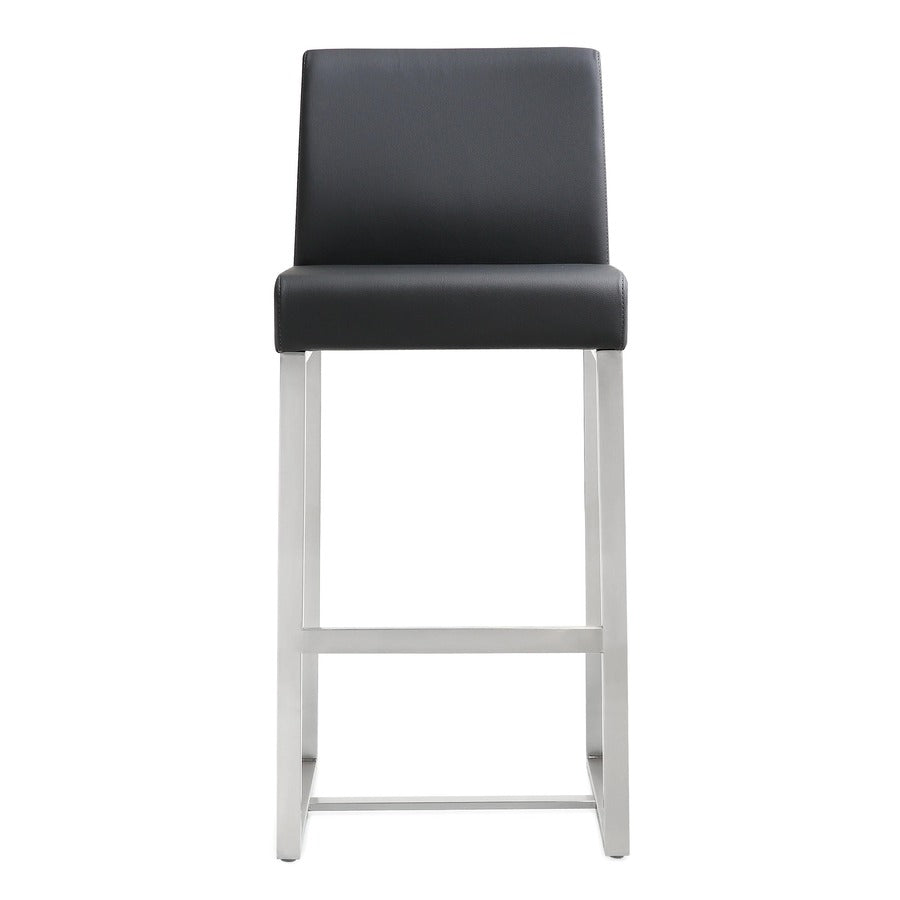 Denmark Performance Vegan Leather Stool with Silver Base - Set of 2