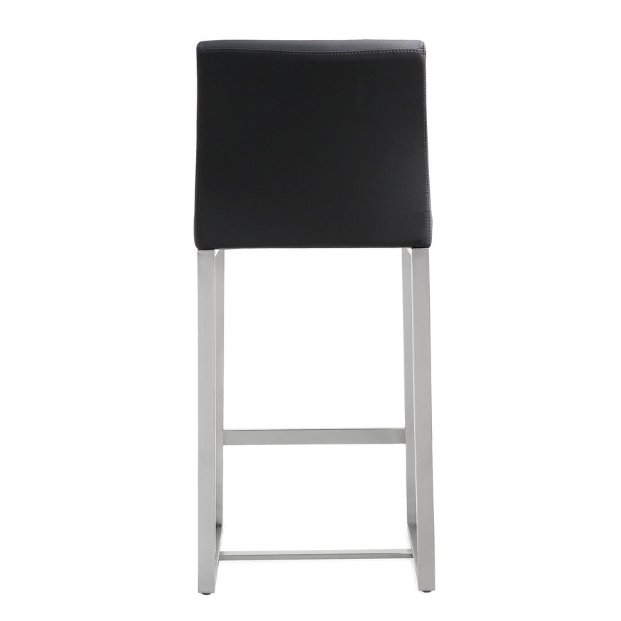 Denmark Performance Vegan Leather Stool with Silver Base - Set of 2