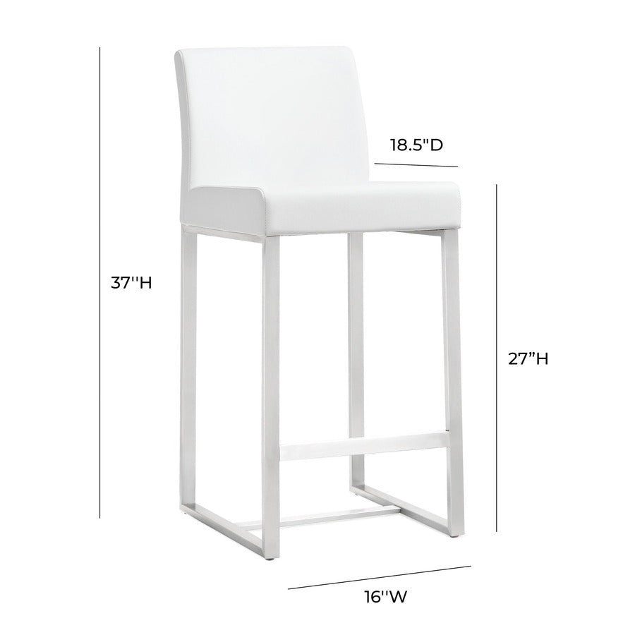 Denmark Performance Vegan Leather Stool with Silver Base - Set of 2