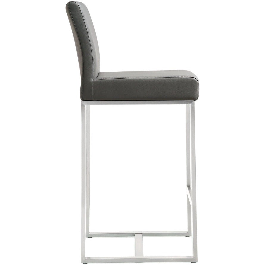 Denmark Performance Vegan Leather Stool with Silver Base - Set of 2