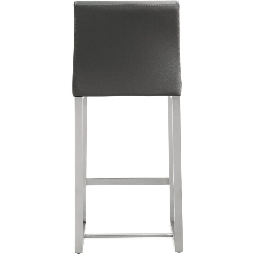 Denmark Performance Vegan Leather Stool with Silver Base - Set of 2
