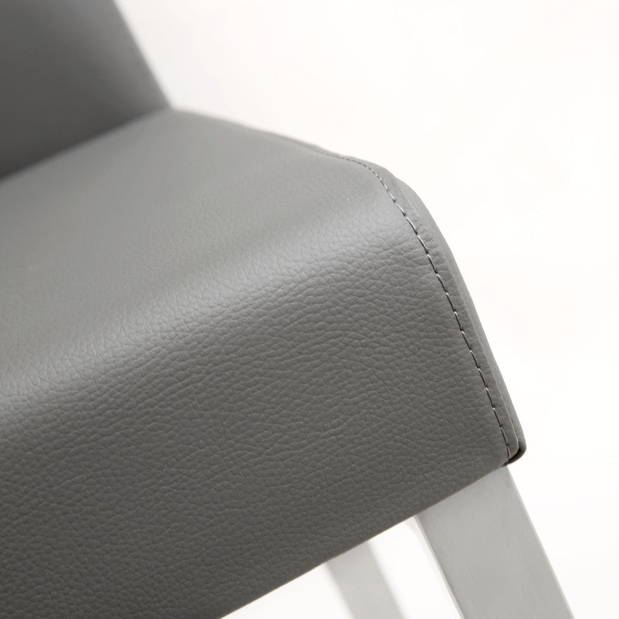 Denmark Performance Vegan Leather Stool with Silver Base - Set of 2