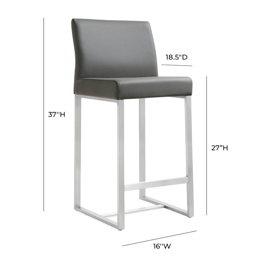Denmark Performance Vegan Leather Stool with Silver Base - Set of 2