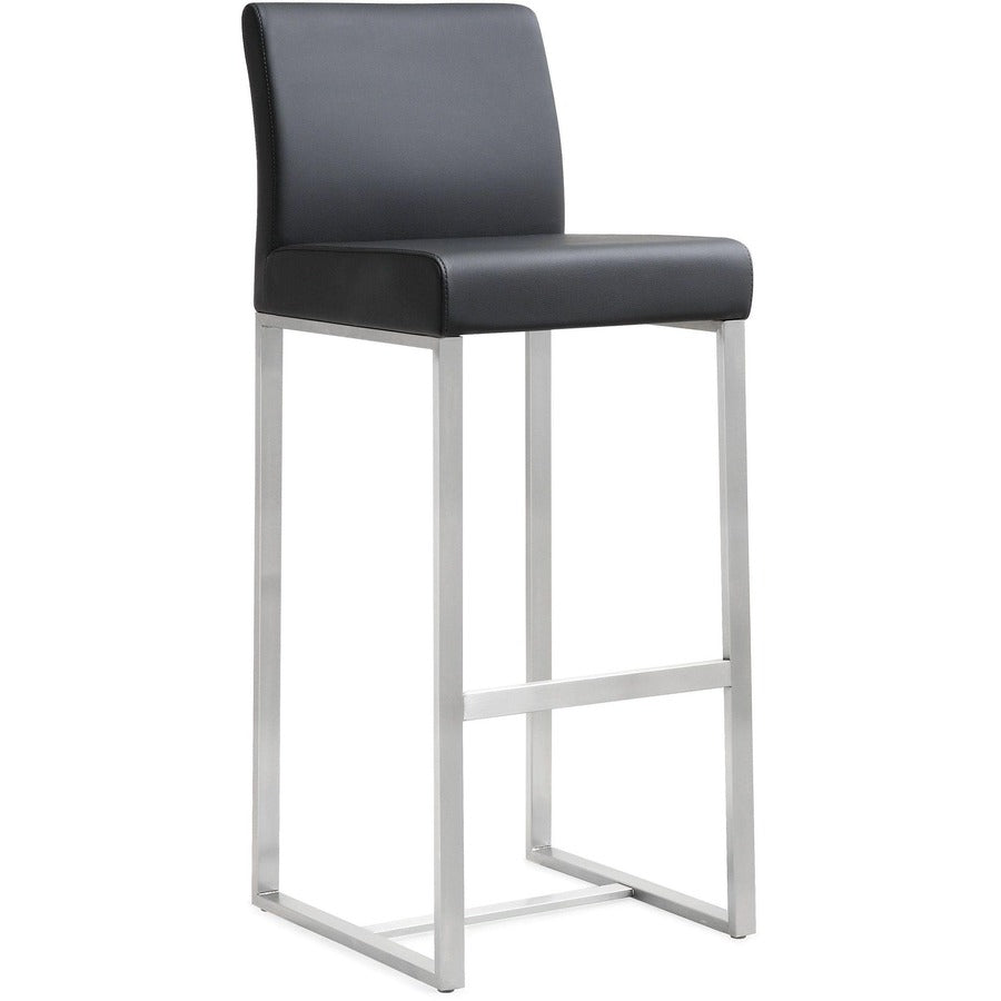 Denmark Performance Vegan Leather Stool with Silver Base - Set of 2