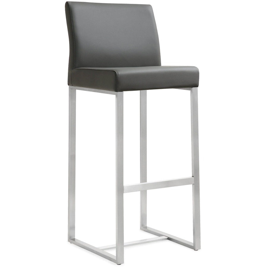 Denmark Performance Vegan Leather Stool with Silver Base - Set of 2