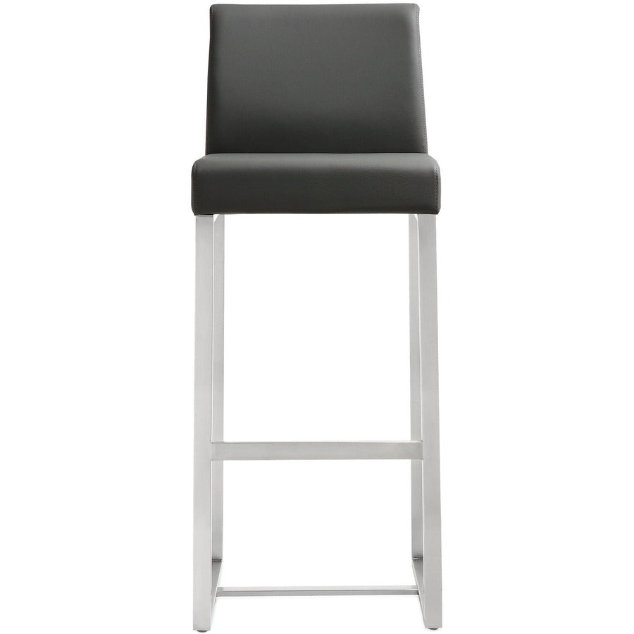Denmark Performance Vegan Leather Stool with Silver Base - Set of 2