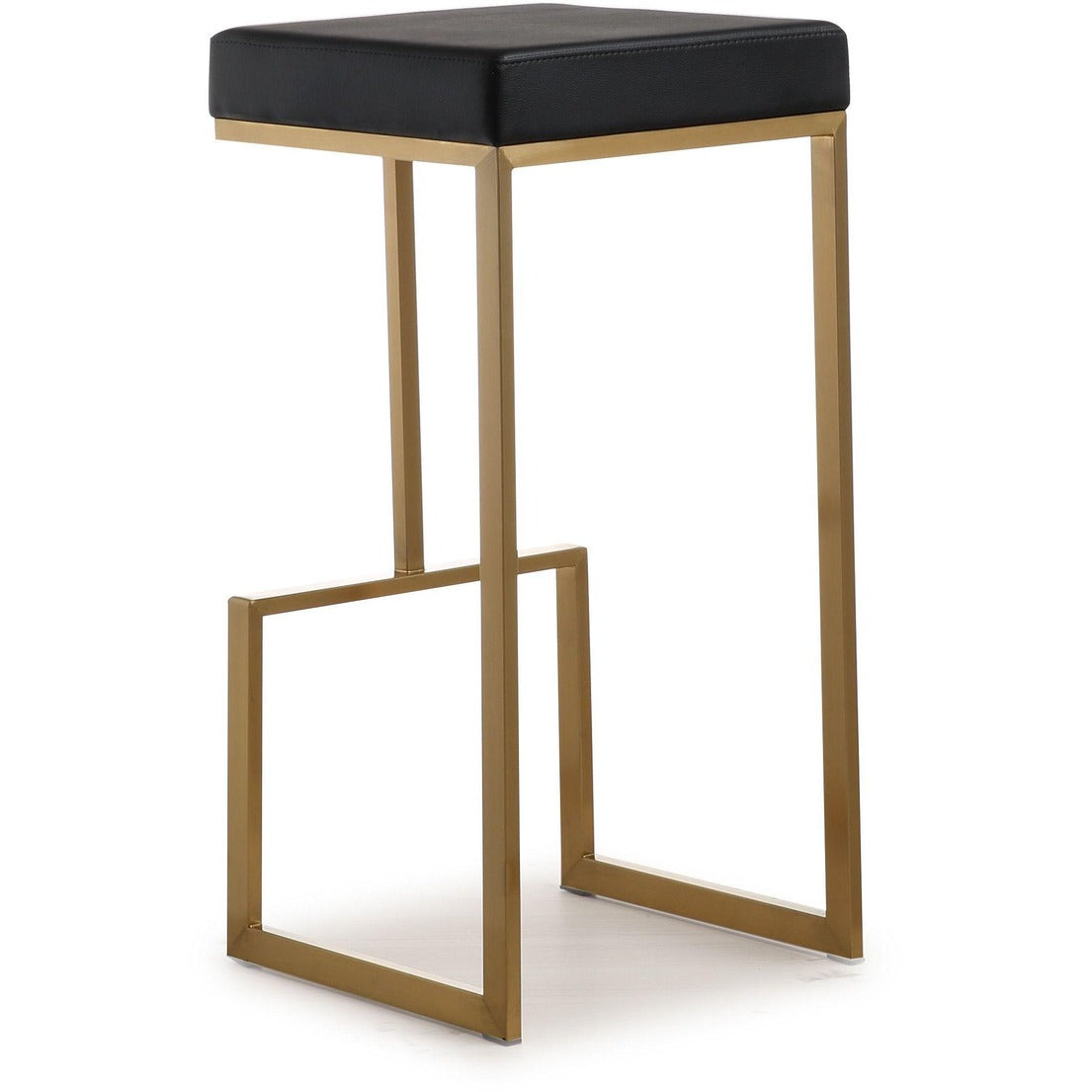 Ferrara Black Performance Vegan Leather and Gold Steel Barstool - Set of 2
