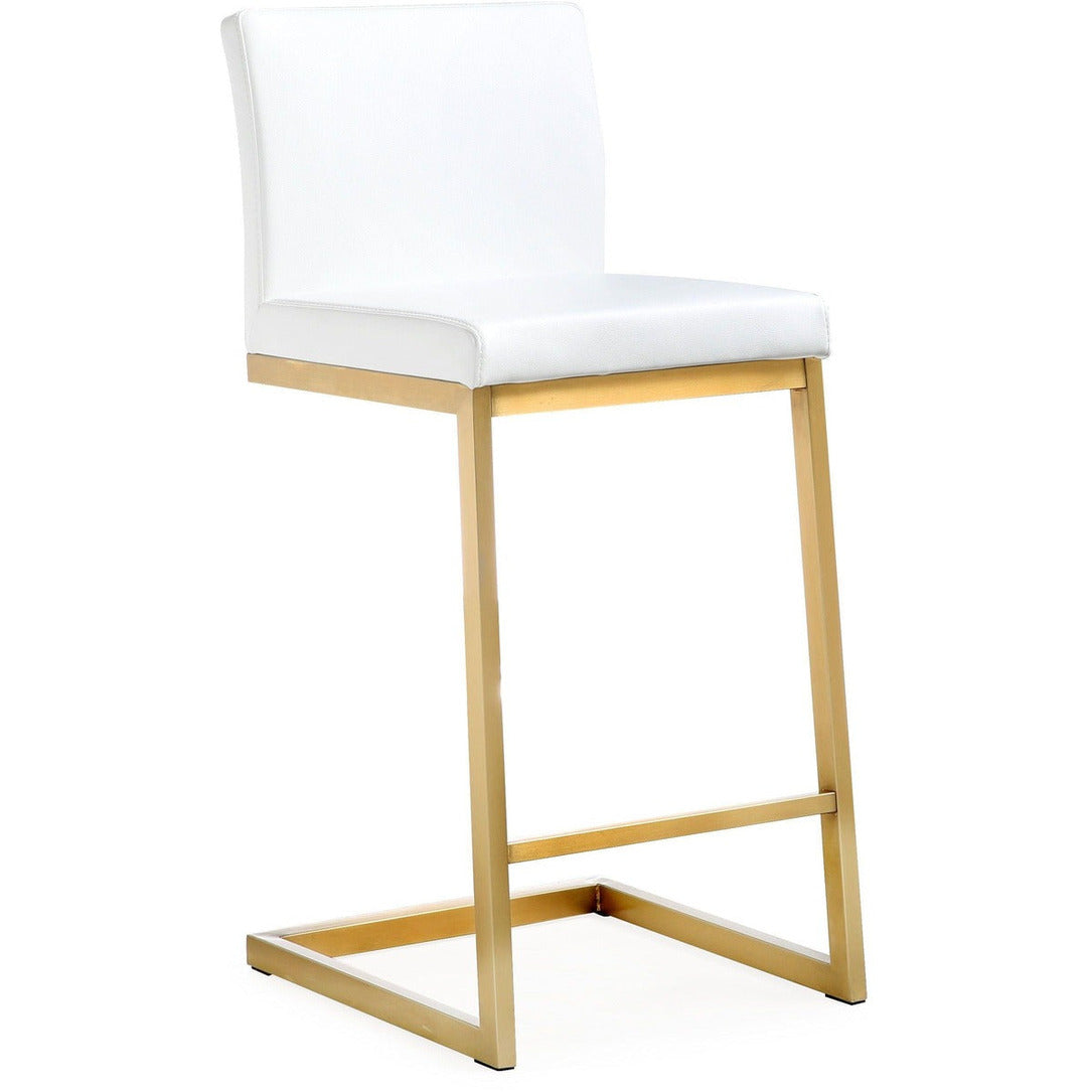 Parma Performance Vegan Leather and Gold Stainless Steel Counter Stool - Set of 2