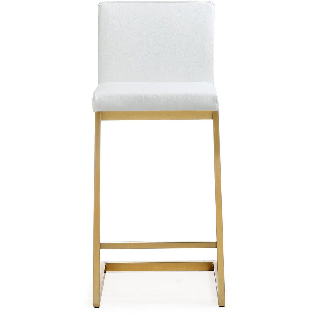 Parma Performance Vegan Leather and Gold Stainless Steel Counter Stool - Set of 2