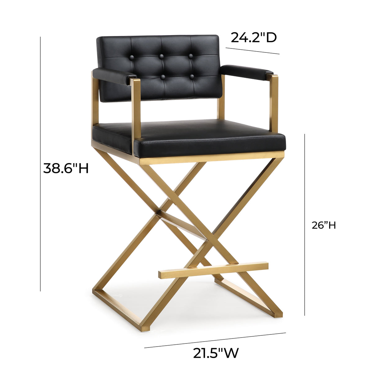 Director Performance Vegan Leather Stool with Gold Base
