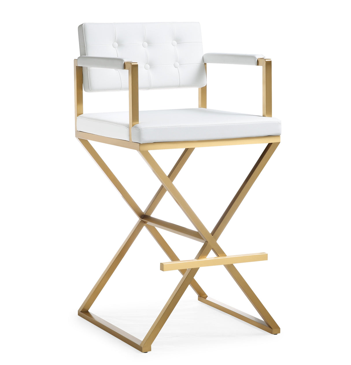 Director Performance Vegan Leather Stool with Gold Base