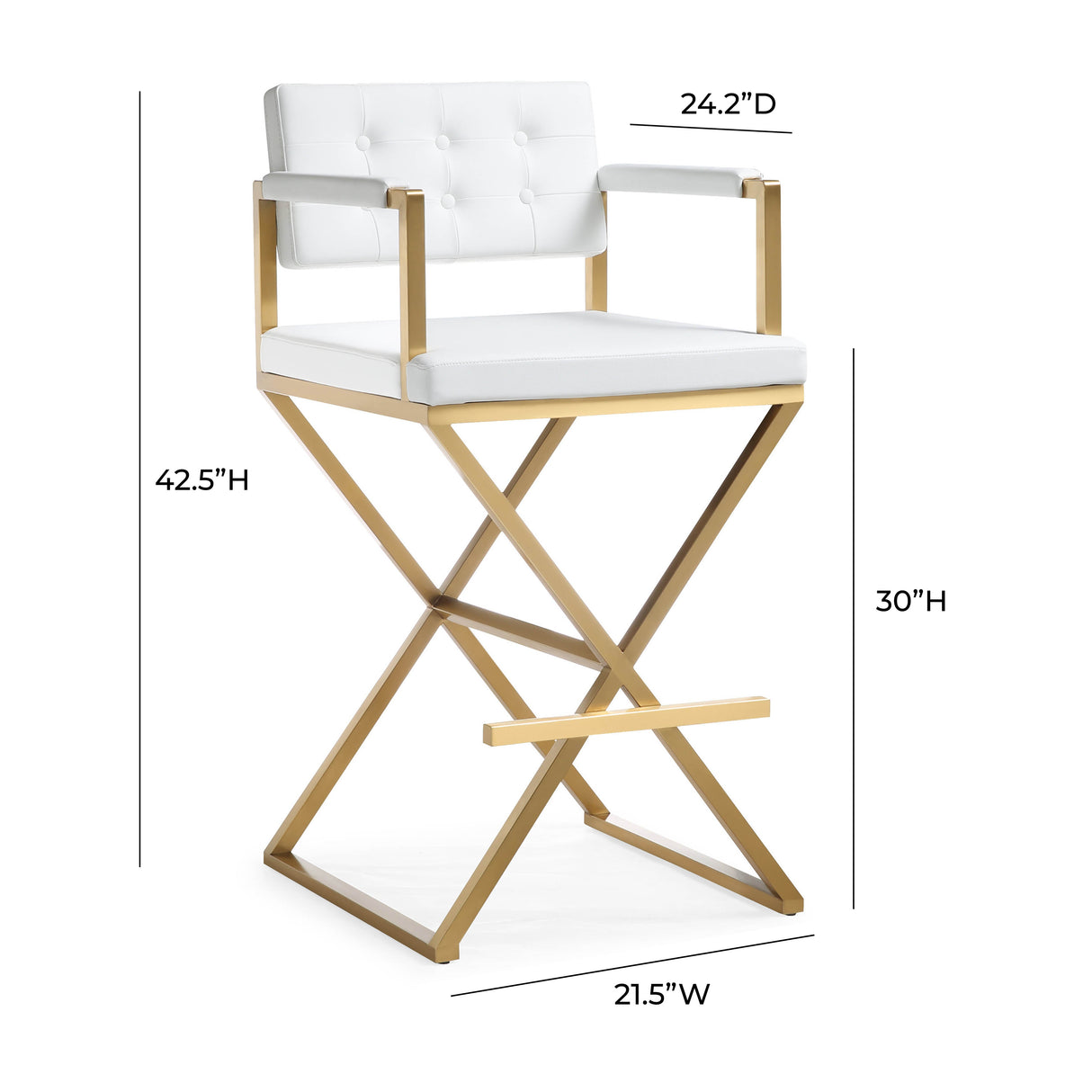 Director Performance Vegan Leather Stool with Gold Base