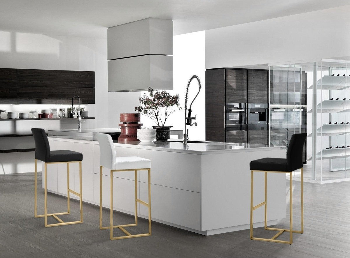 Denmark Performance Vegan Leather Stool with Gold Base - Set of 2