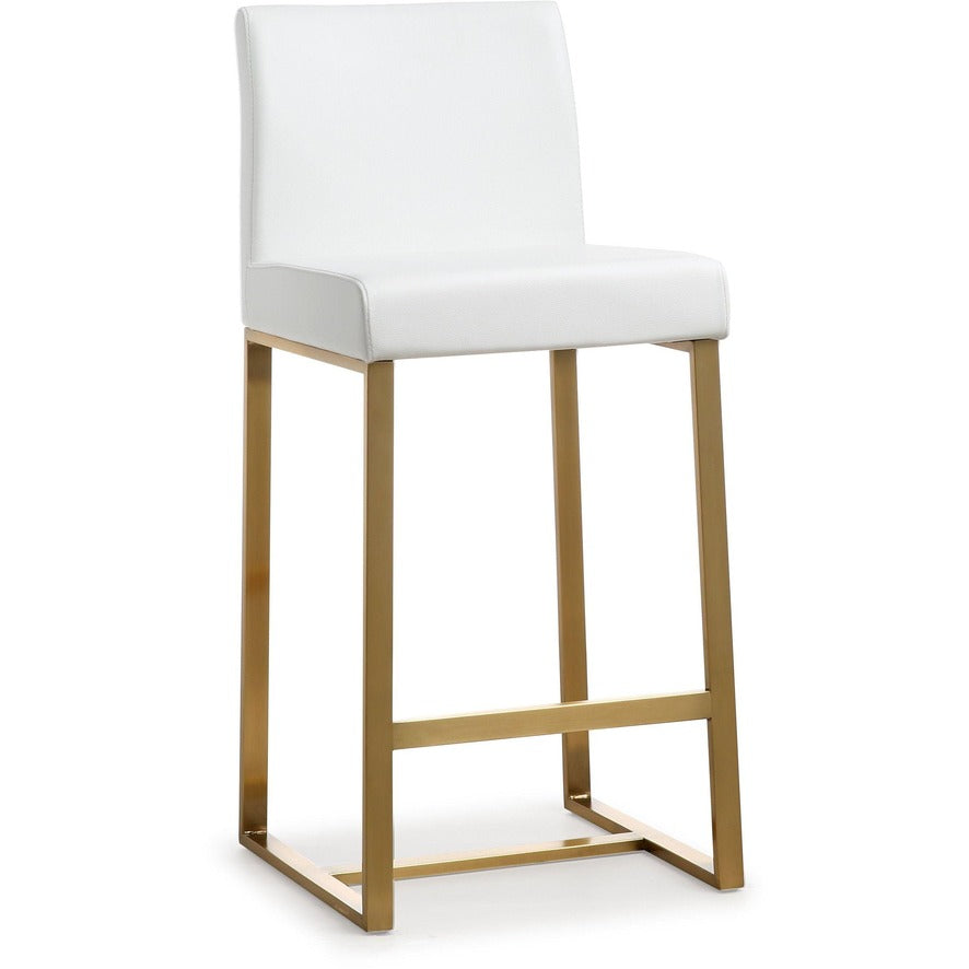Denmark Performance Vegan Leather Stool with Gold Base - Set of 2