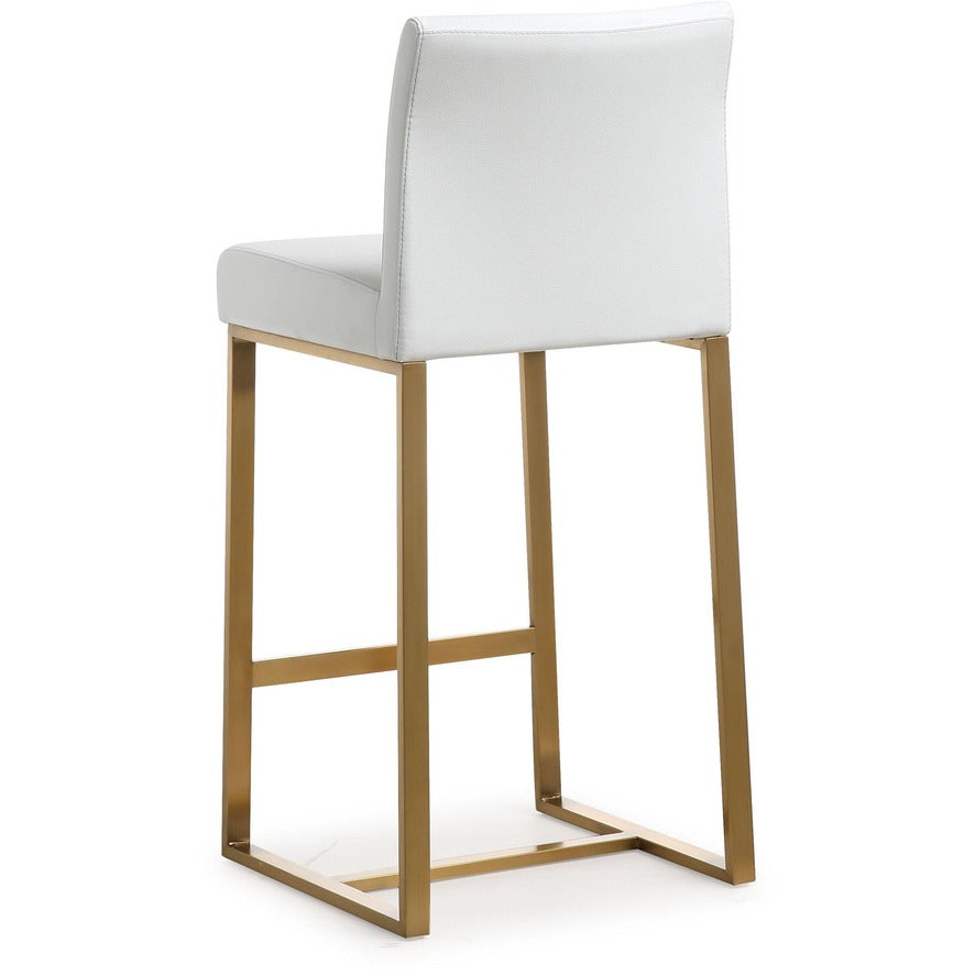 Denmark Performance Vegan Leather Stool with Gold Base - Set of 2