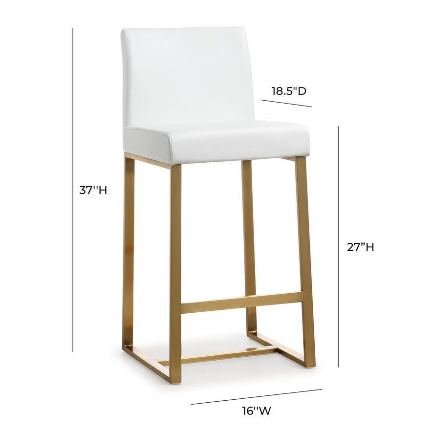 Denmark Performance Vegan Leather Stool with Gold Base - Set of 2