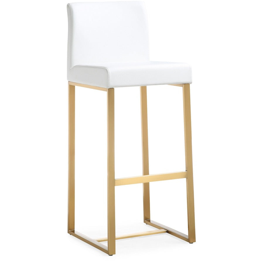 Denmark Performance Vegan Leather Stool with Gold Base - Set of 2