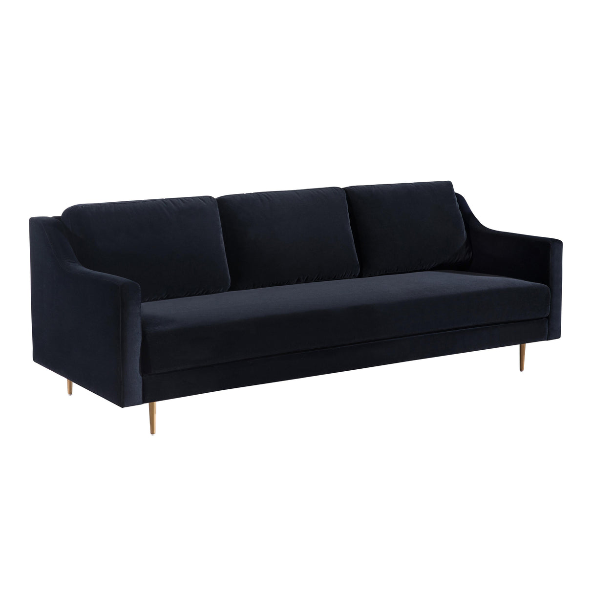Milan 90.5" Black Velvet Sofa