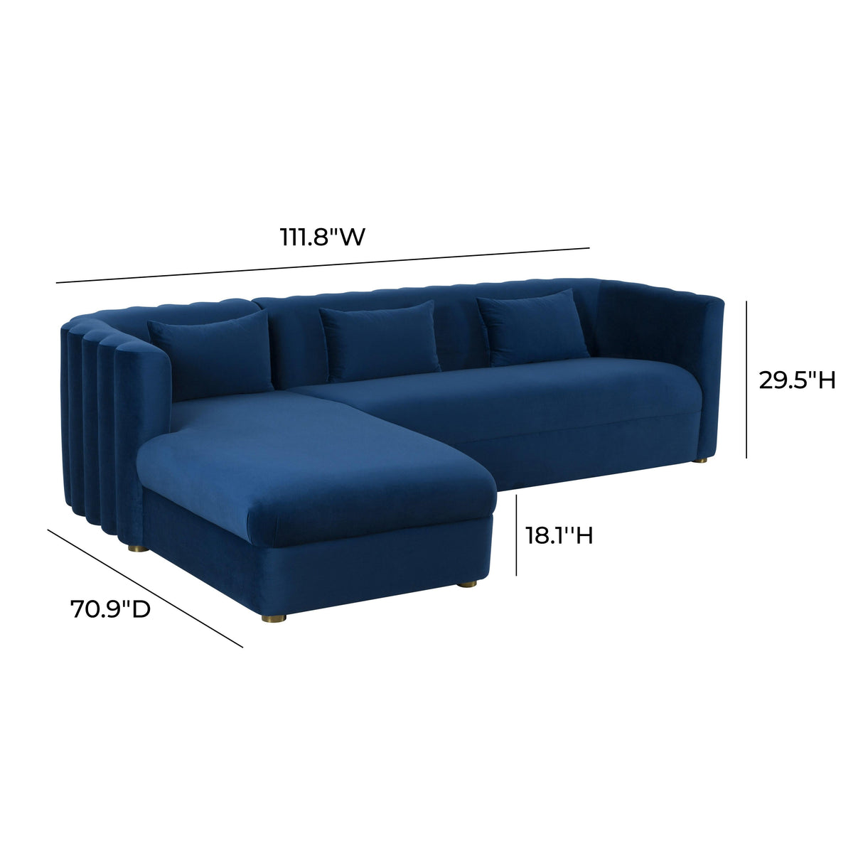 Callie 2-Piece Velvet L-Shaped Sectional