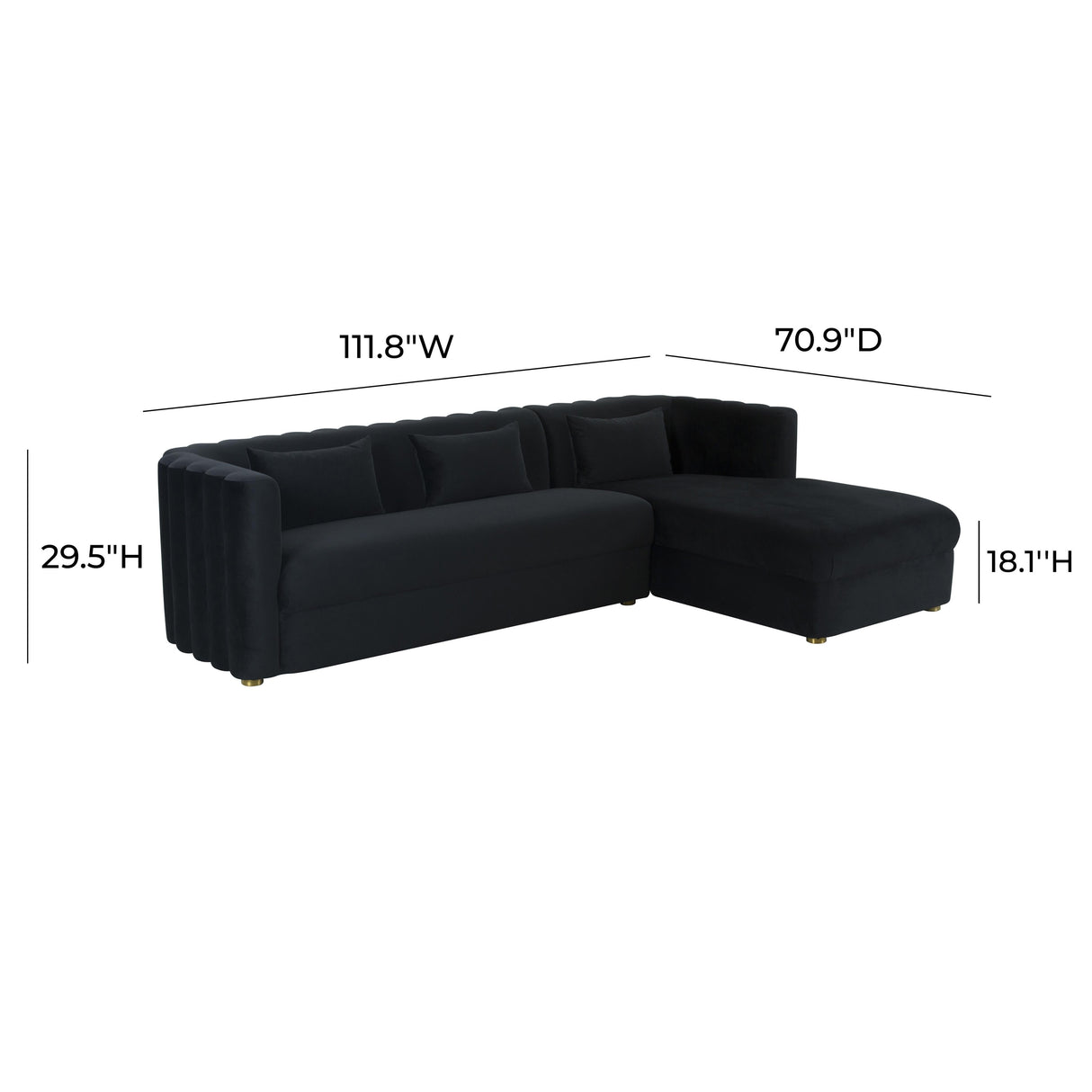 Callie 2-Piece Velvet L-Shaped Sectional