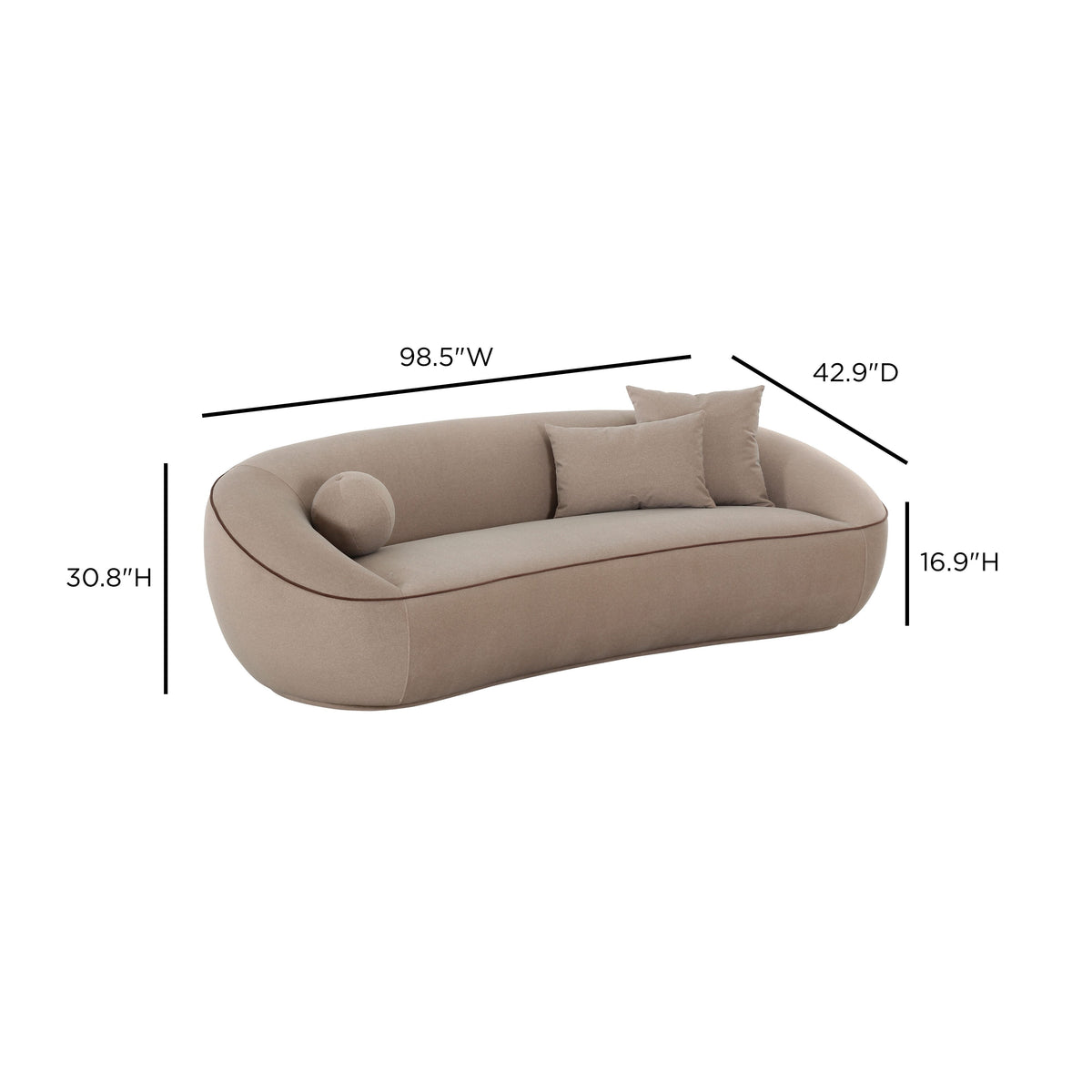 Jenny 98.5" Taupe Performance Faux Mohair Sofa - View 7
