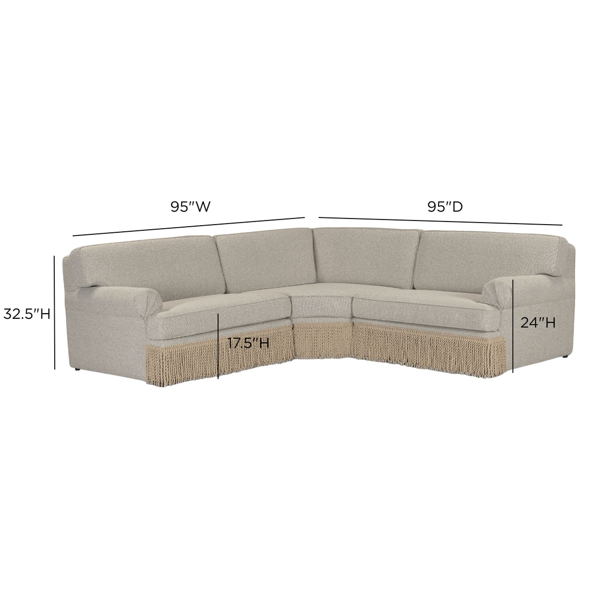 Yvette 3-Piece Warm Grey Performance Boucle L-Sectional - View 7