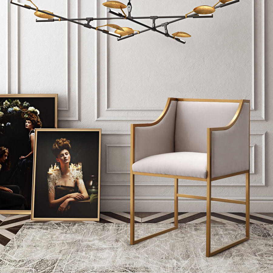 Atara Velvet Dining Chair with Gold Stainless Steel Frame - Modern Glam Upholstered Side Chair
