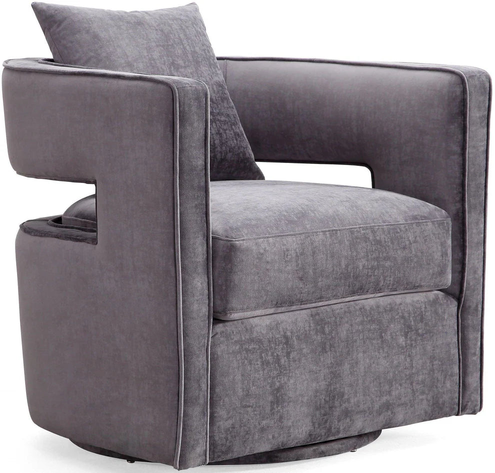 Kennedy Black Textured Velvet Swivel Chair