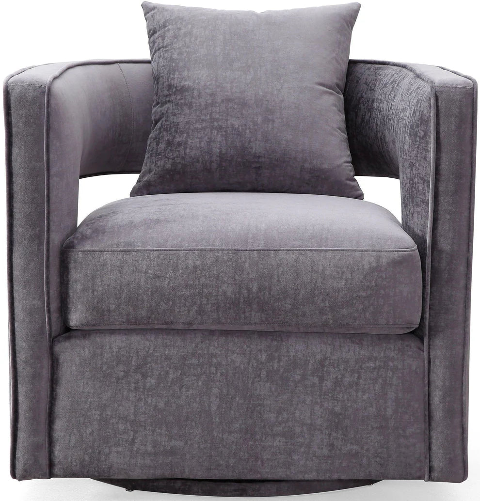 Kennedy Black Textured Velvet Swivel Chair