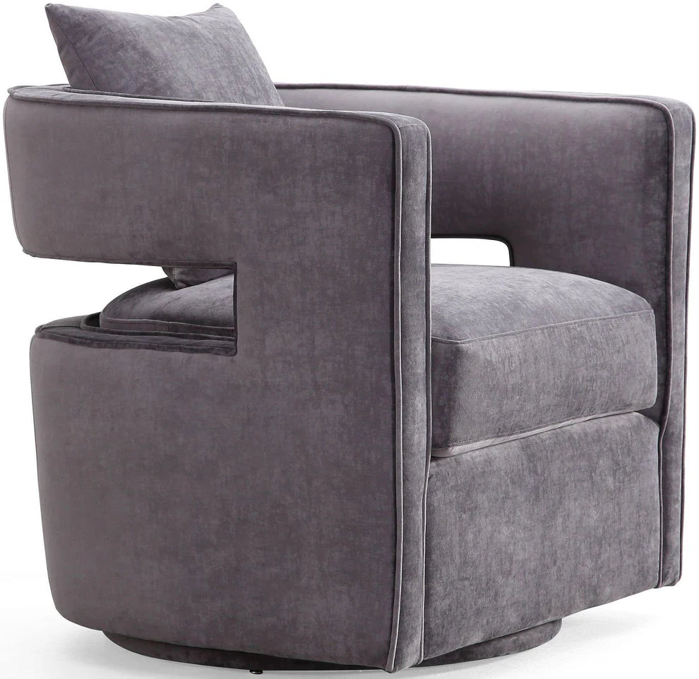 Kennedy Black Textured Velvet Swivel Chair