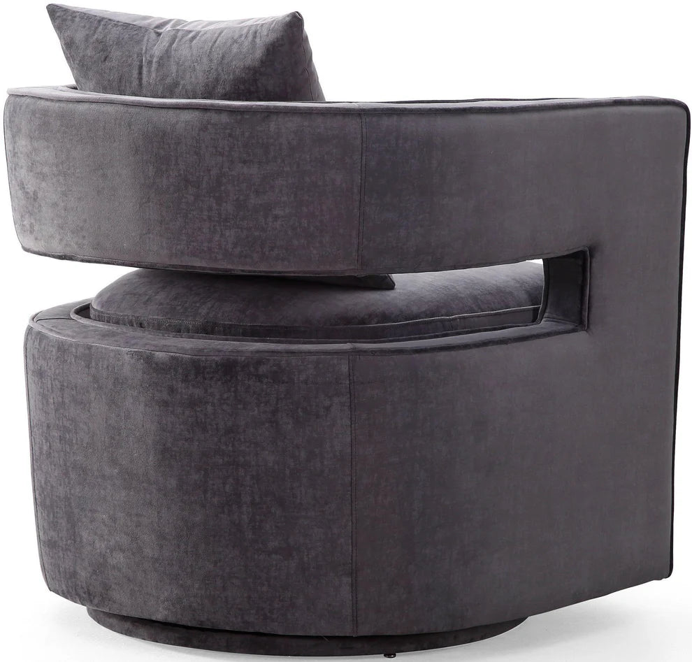 Kennedy Black Textured Velvet Swivel Chair