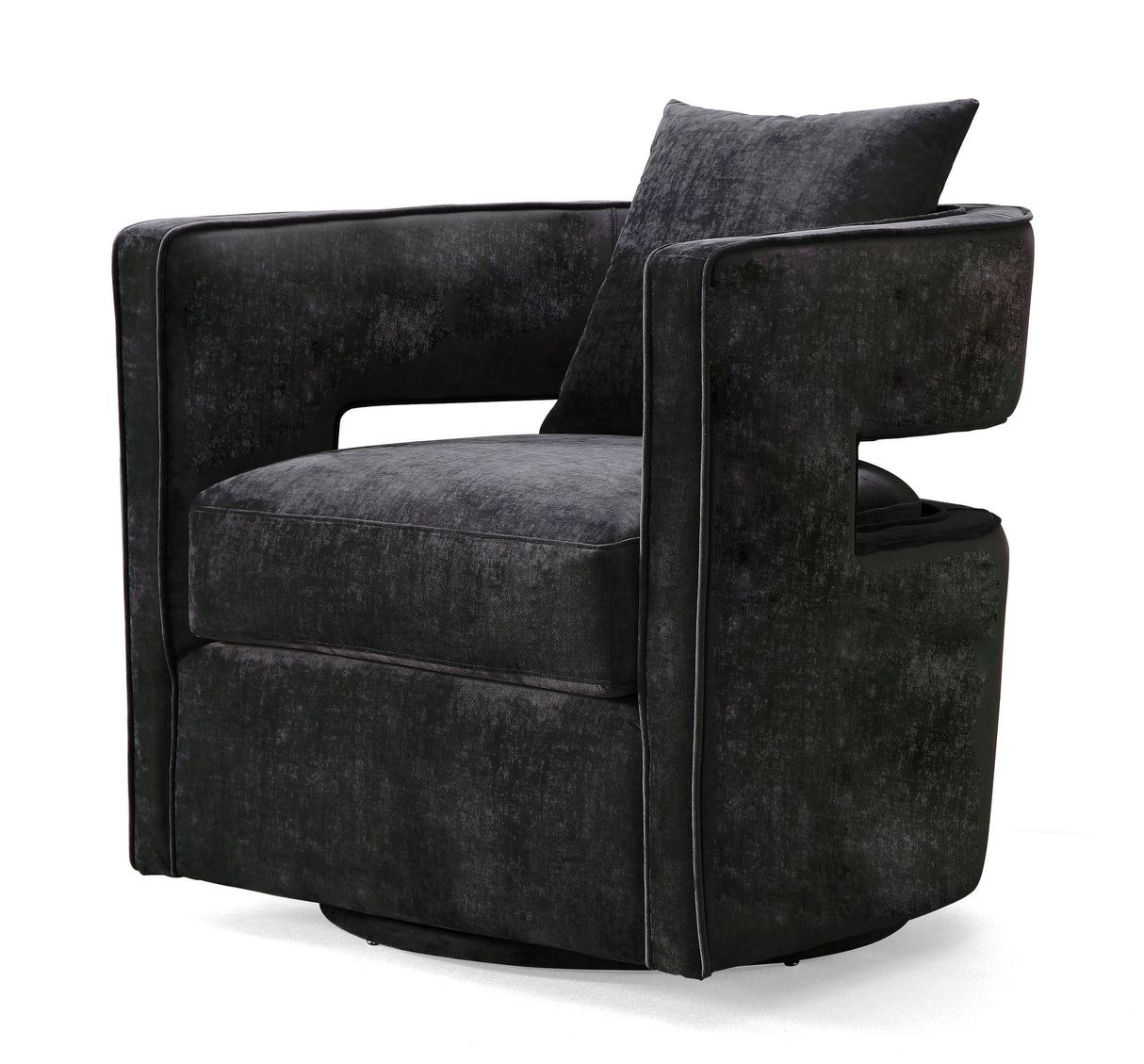 Kennedy Black Textured Velvet Swivel Chair