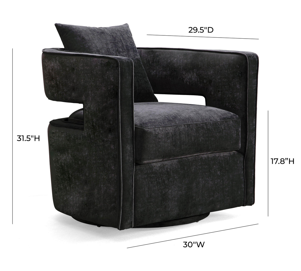 Kennedy Black Textured Velvet Swivel Chair