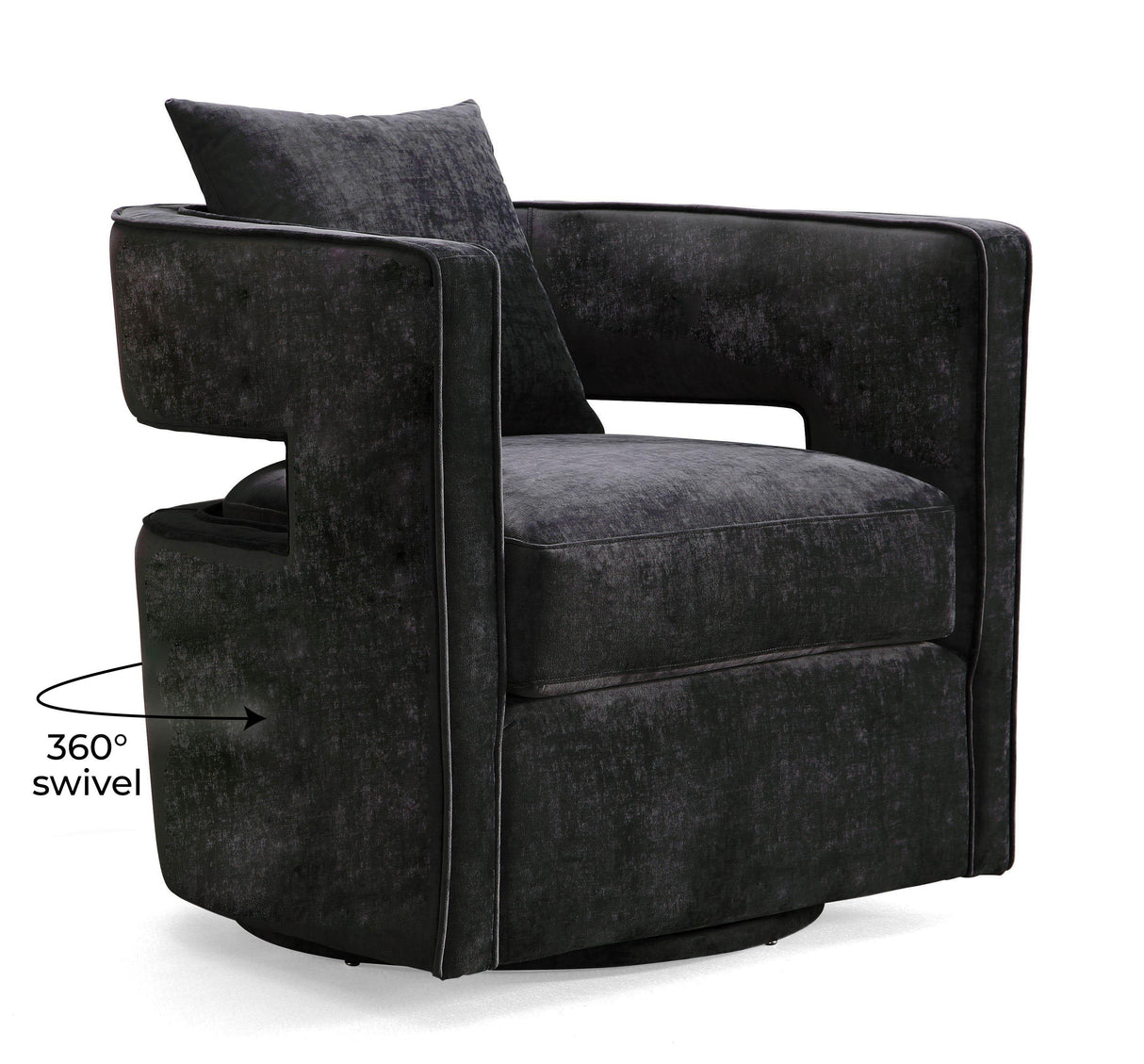 Kennedy Black Textured Velvet Swivel Chair