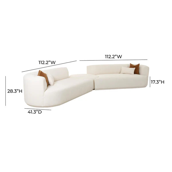 Fickle 3-Piece Cream Boucle Modular Sectional