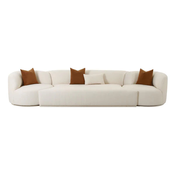 Fickle 144" 3-Piece Cream Boucle Modular Sofa
