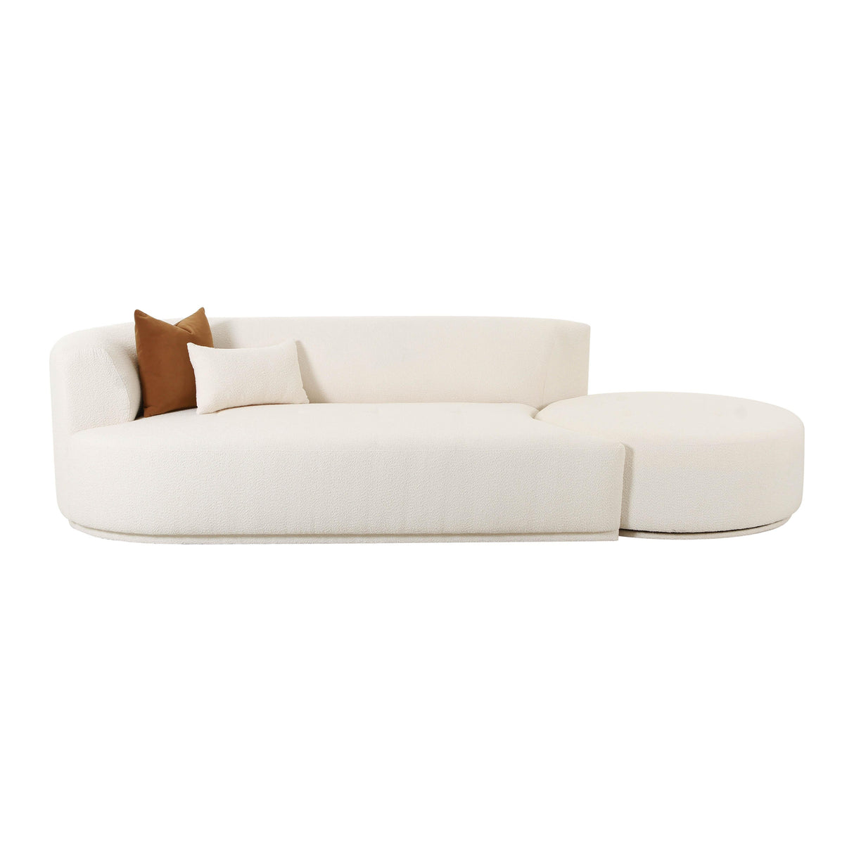 Fickle 112" 2-Piece Cream Boucle Chaise Modular Sofa