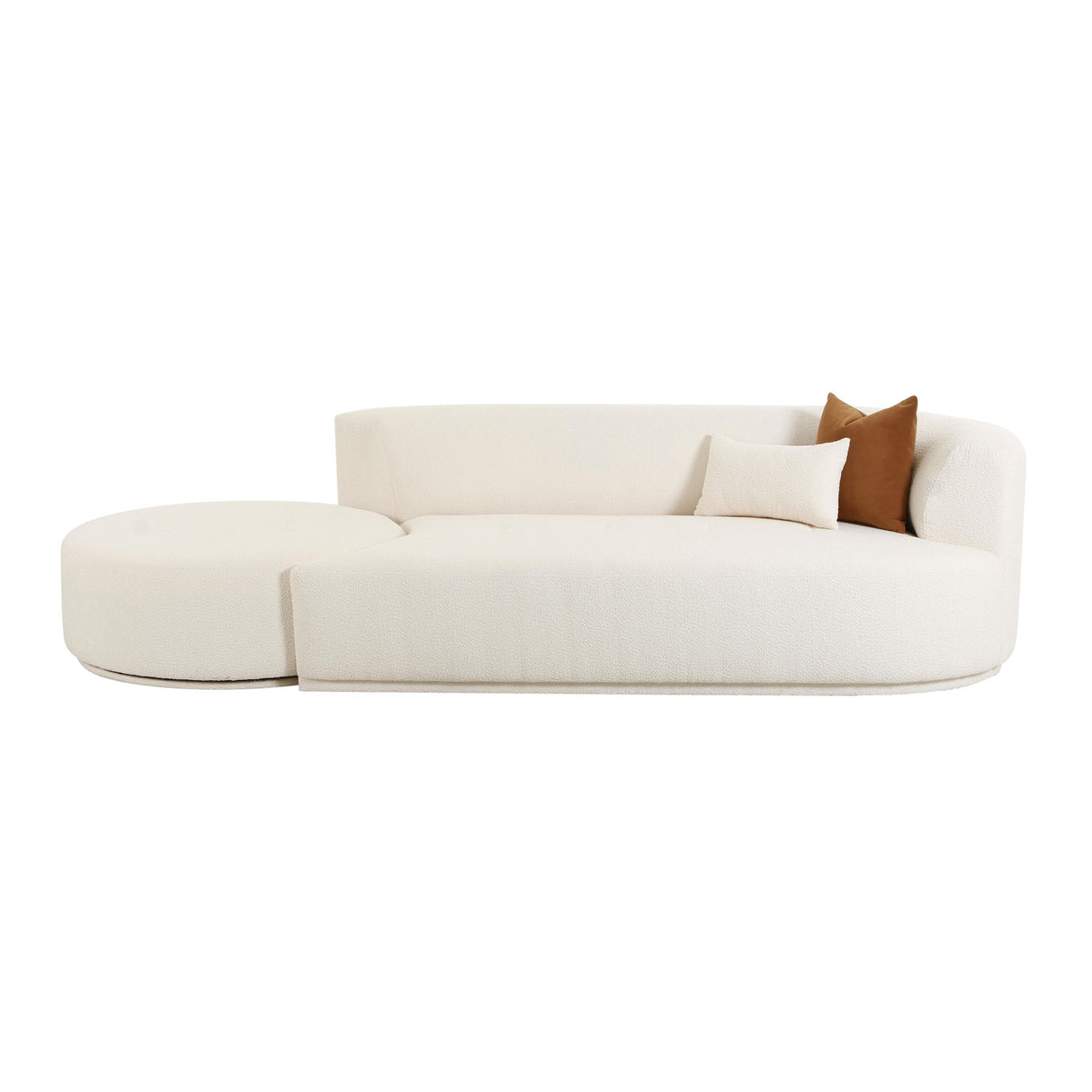 Fickle 112" 2-Piece Cream Boucle Chaise Modular Sofa