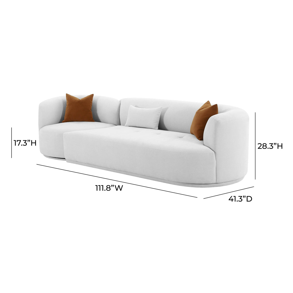Fickle 112" 2-Piece Grey Velvet Modular Sofa