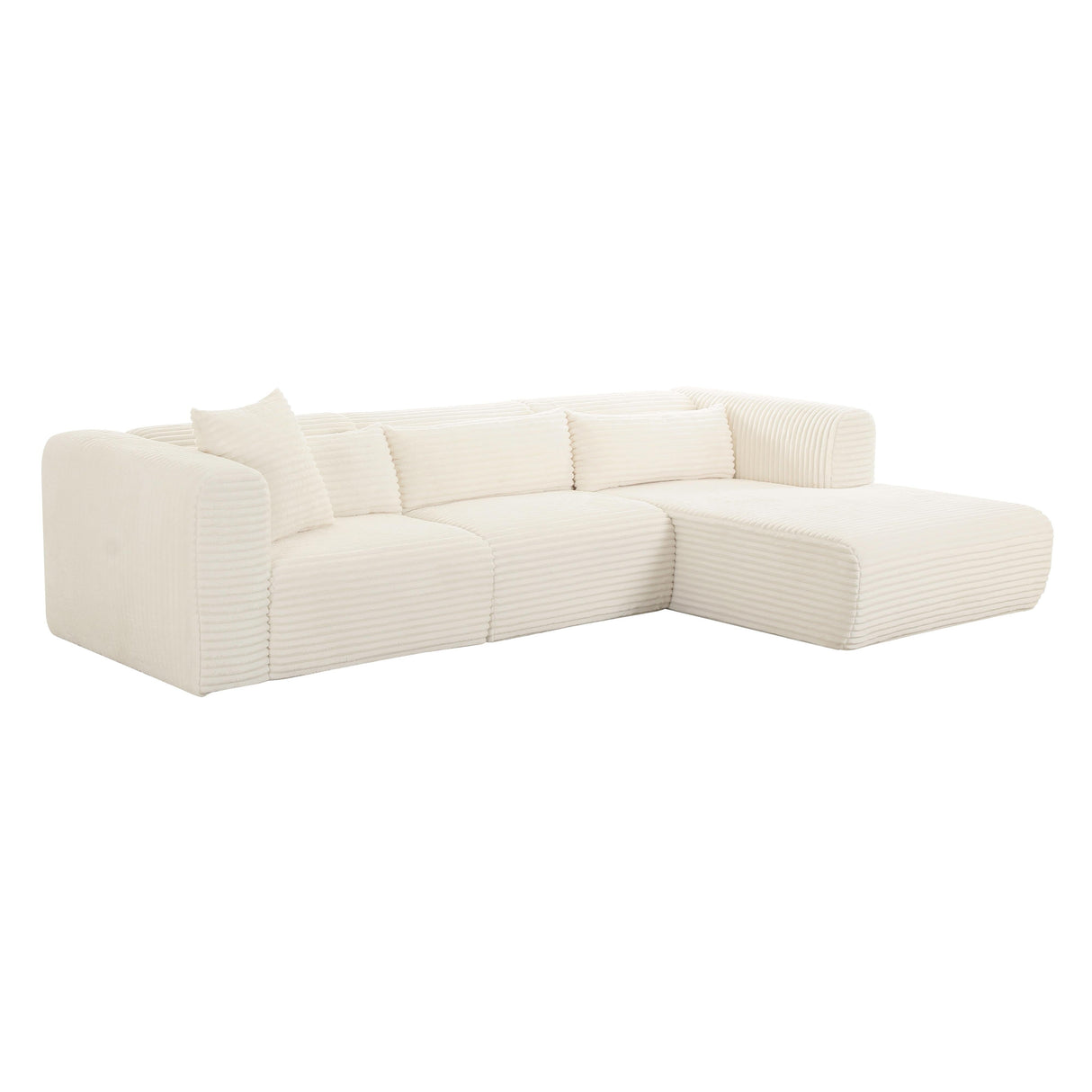 Tarra 3-Piece Fluffy Oversized Corduroy Modular L-Shaped Sectional