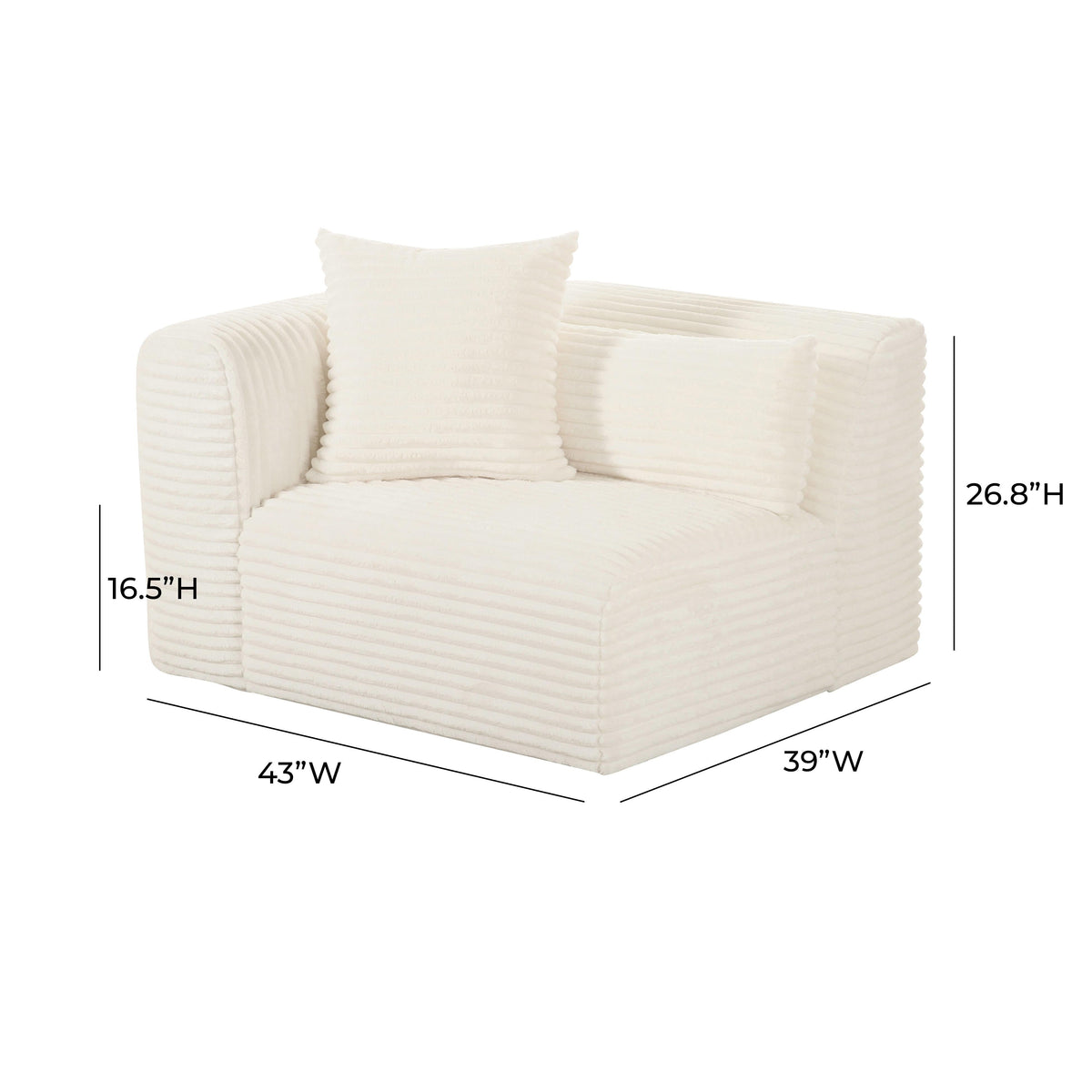 Tarra Fluffy Oversized Performance Corduroy Modular Corner Chair - View 13