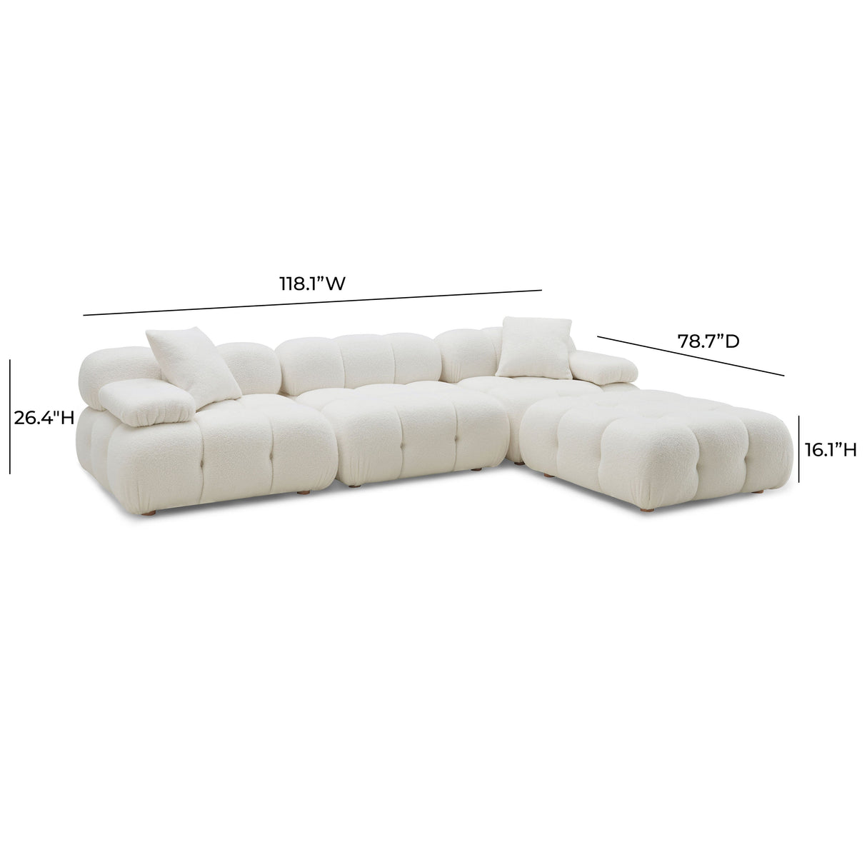 Calliope 4-Piece Vegan Shearling Modular Sectional